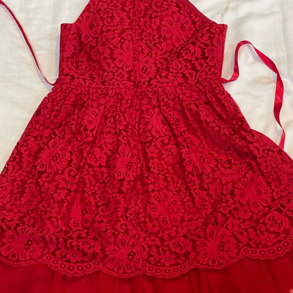Red lace girls dress